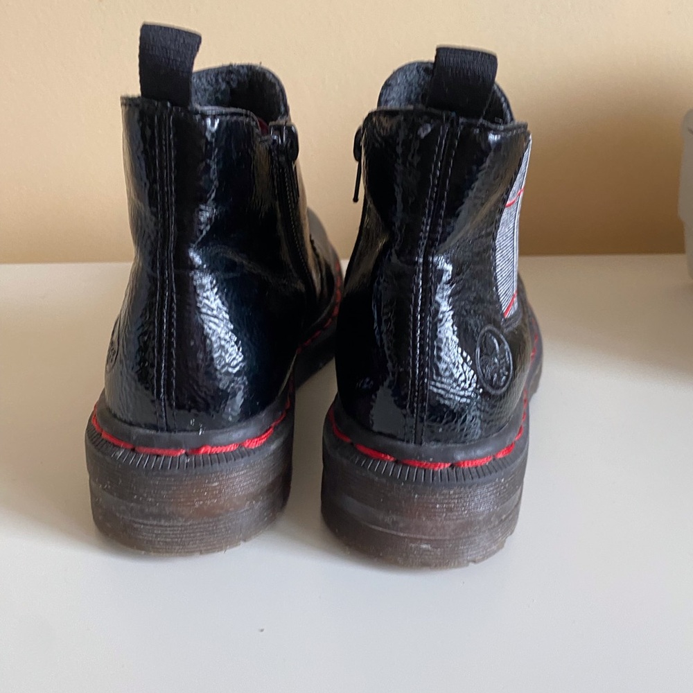 Rieker Chelsea Boots Woman 36 Patent Black Plaid Comfort Classic - Picture 5 of 10